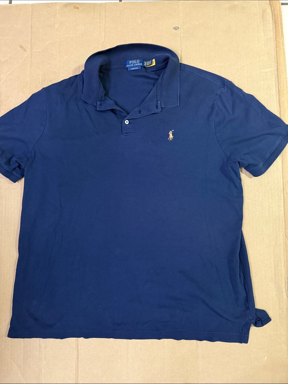 Ralph Lauren Navy Polo Crop Top with Gold Pony Logo